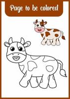 coloring book for kid. coloring cute cow vector