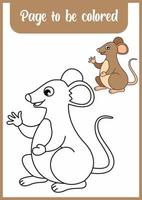 coloring book for kid. coloring cute mouse. vector
