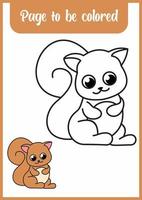 coloring book for kid. coloring cute squirrel vector