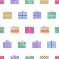 Seamless pattern with Gift boxes. Festive Birthday Party objects vector