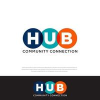 Logos related to colorful community connection HUB word sign, connection icon, template, icon vector