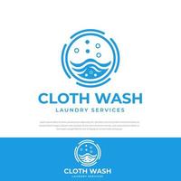 Simple round logo rotating with bubbles. Laundry vector, wash, clean, design template, symbol, icon vector