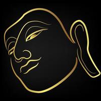 buddha with golden border isolate on black background vector