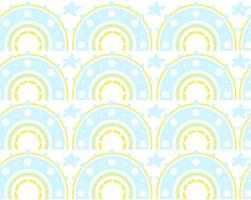 Nursery rainbow seamless pattern wallpaper background template fabric design for kids boho scandi style vector