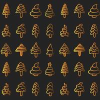 Christmas fir tree gold texture icon set seamless luxury pattern vector drawing background