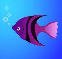 Cute tropical fish vector character. Colorful cartoon wild ocean animal. Underwater world background.