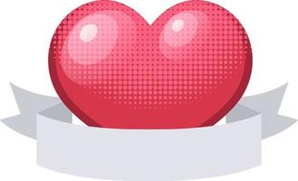 Glossy heart with ribbon banner vector