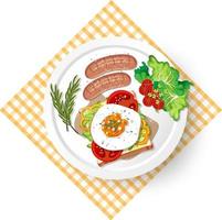 Healthy breakfast with egg bread toast and sausage vector