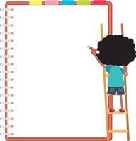 Boy writing on the blank template banner vector