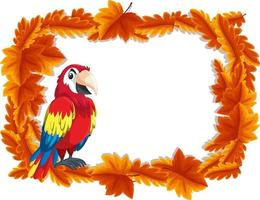 Red leaves banner template with parrot bird cartoon character vector