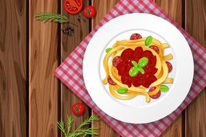 Spaghetti bolognese with tomato sauce vector