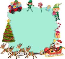 Empty Christmas board with cartoon characters and objects vector