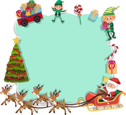 Empty Christmas board with cartoon characters and objects