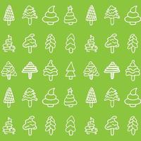 Christmas fir tree icon set seamless doodle pattern vector