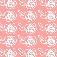 Seamless pattern with roses in single line style vector