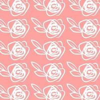 Seamless pattern with roses in single line style vector