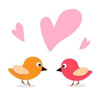 pájaros enamorados tarjeta de dibujos animados vector