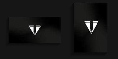logotipo en forma de V con color blanco y contorno pequeño negro vector