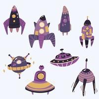 Big space set. Set of space elements. planets, rockets vector