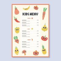 Children's menu in a funny style vector