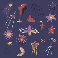 Set with space stars in space vector