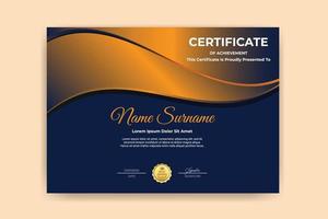 Certificate template wave shapes with golden color vector design