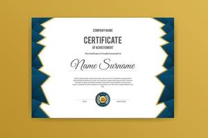 Diploma certificate with polygonal shapes premium vector template