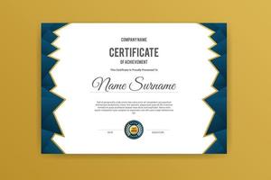 Diploma certificate with polygonal shapes premium vector template