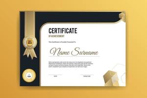elegante plantilla de certificado de diploma elegante cinta con color dorado vector