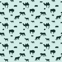 Silhouette of Wild and Domestic Animals. Seamless Pattern. Vecto vector