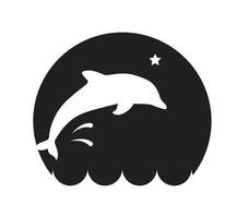 dolphin at night icon on white vector