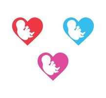 fetus in heart icon on white vector