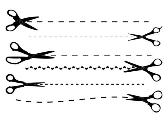 Set of Cutting Scissors. Vector Illustration.