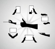 Black Set of Hand and Digital Tablet Computer. Vector