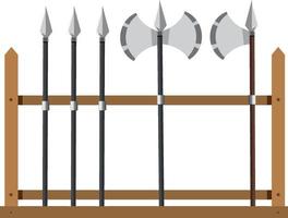 Medieval weapon rack on white background vector