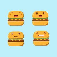 Fat burger icon set vector