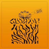 orange gradient background tiger color gift box with tag vector