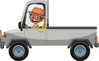 Zoo concept with driver man drives pick-up car isolated vector