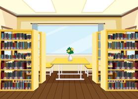 Interior design of school library vector