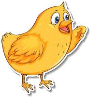 Little yellow bird animal cartoon sticker vector