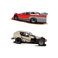 bundle set dirt racing car vector