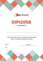 Geometric diploma template with abstractions and stripes. Flat diploma of the winner of sports, scientific and educational competitions. vector