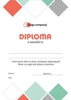 plantilla de diploma geométrico con abstracciones y rayas. diploma plano del ganador de concursos deportivos, científicos y educativos. vector