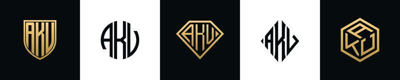 Initial letters AKV logo designs Bundle vector