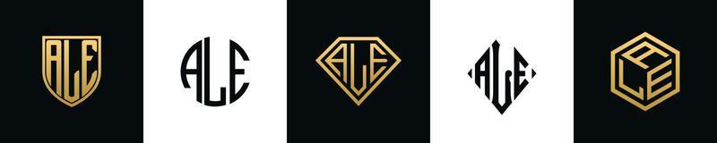 Initial letters ALE logo designs Bundle vector