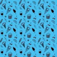 Ice Cream On Blue Background Seamless Pattern Design vector