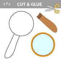 Cut and glue - Simple game for kids. Magnifier vector. vector