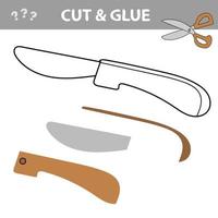 Cut and glue - Simple game for kids. Education developing worksheet with knife vector