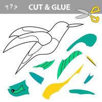 Cut and glue - Simple game for kids. Simple kid application with Hummingbird vector