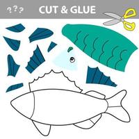 Cut and glue - Simple game for kids. Paper game for kids. Simple kid with Fish vector